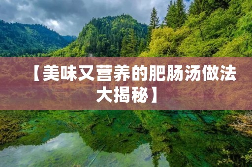 【美味又营养的肥肠汤做法大揭秘】 【美味又营养的肥肠汤做法大揭秘】
