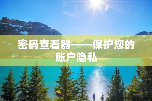 密码查看器——保护您的账户隐私