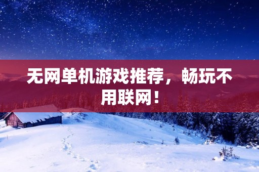 无网单机游戏推荐，畅玩不用联网！