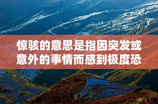 惊骇的意思是指因突发或意外的事情而感到极度恐惧、震惊或吃惊。无论是在现实生活中还是在文学作品、电影、电视剧等艺术形式中,惊骇往往是一种强烈的情绪体验,能够引起人们的共鸣和兴趣。以下将详细描述惊骇的意思及其在不同场景中的表现。