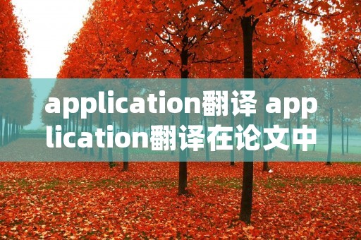 application翻译 application翻译在论文中