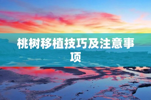 桃树移植技巧及注意事项 桃树移植技巧及注意事项