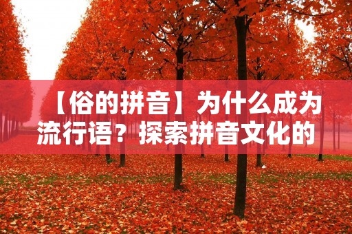 【俗的拼音】为什么成为流行语？探索拼音文化的魅力和影响力