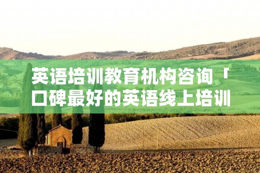 英语培训教育机构咨询「口碑最好的英语线上培训机构」