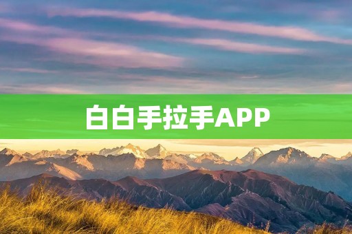 白白手拉手APP：为你提供真实的交友体验
