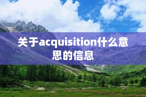 关于acquisition什么意思的信息