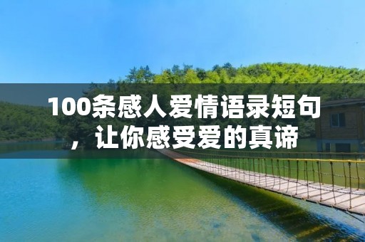 100条感人爱情语录短句，让你感受爱的真谛