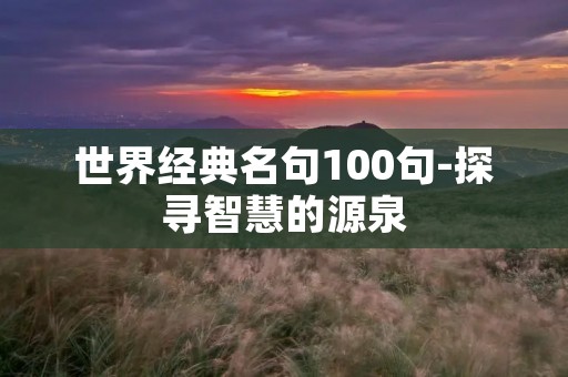 世界经典名句100句-探寻智慧的源泉