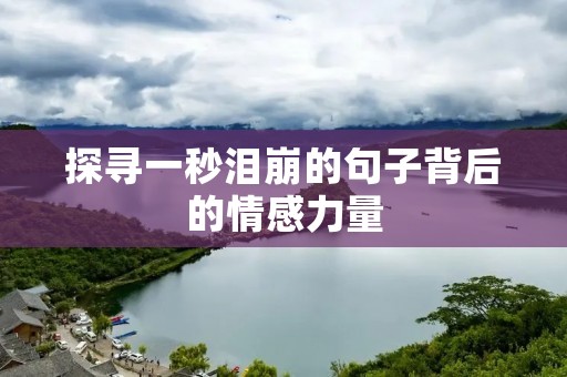 探寻一秒泪崩的句子背后的情感力量