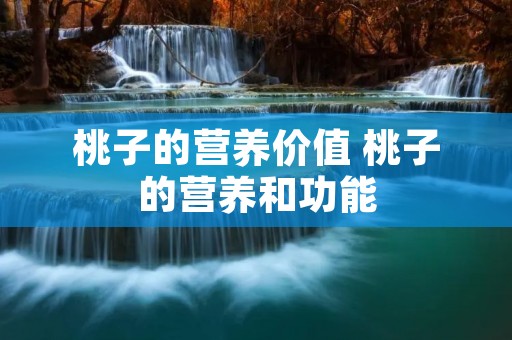 桃子的营养价值 桃子的营养和功能