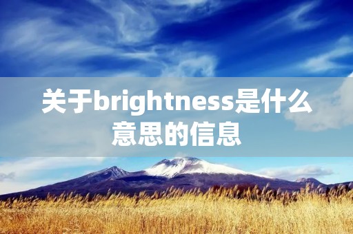 关于brightness是什么意思的信息