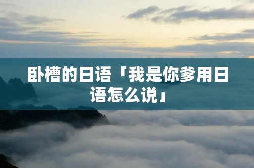 卧槽的日语「我是你爹用日语怎么说」