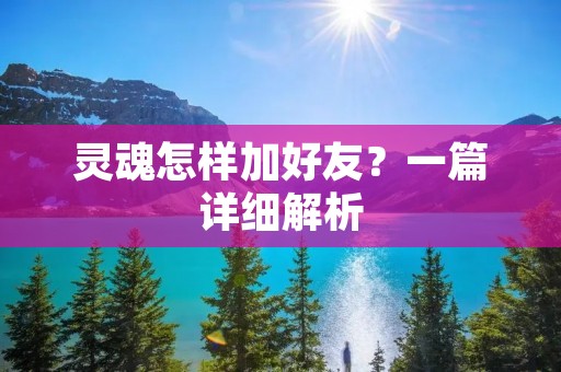 灵魂怎样加好友？一篇详细解析