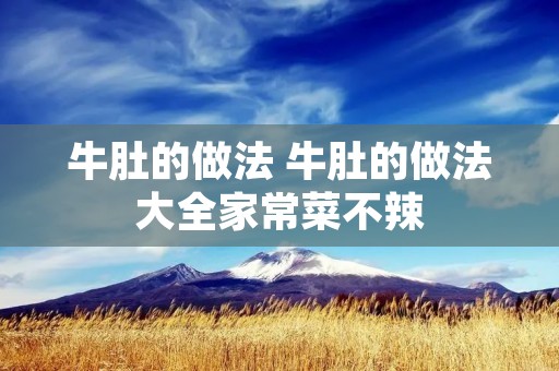 牛肚的做法 牛肚的做法大全家常菜不辣