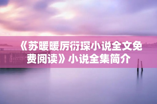 《苏暖暖厉衍琛小说全文免费阅读》小说全集简介