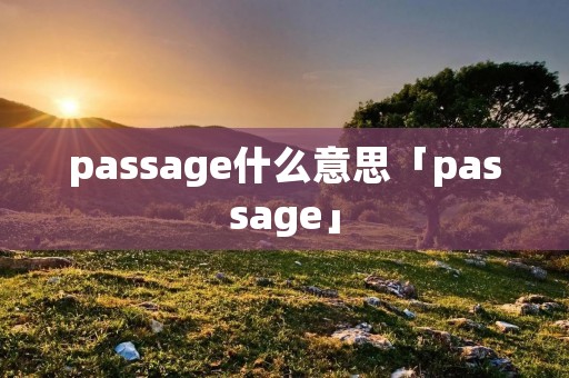 passage什么意思「passage」