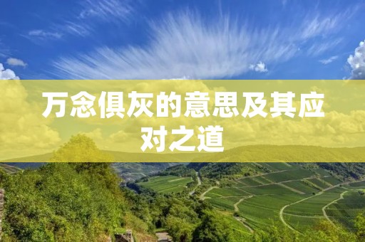万念俱灰的意思及其应对之道
