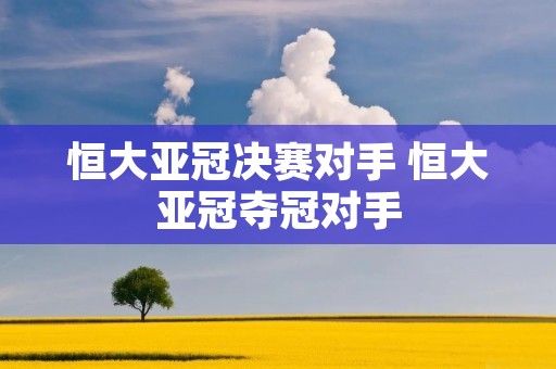 恒大亚冠决赛对手 恒大亚冠夺冠对手