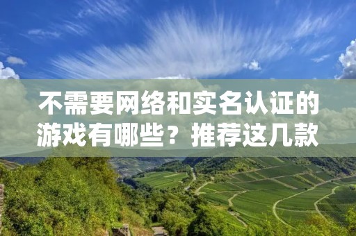 不需要网络和实名认证的游戏有哪些？推荐这几款！