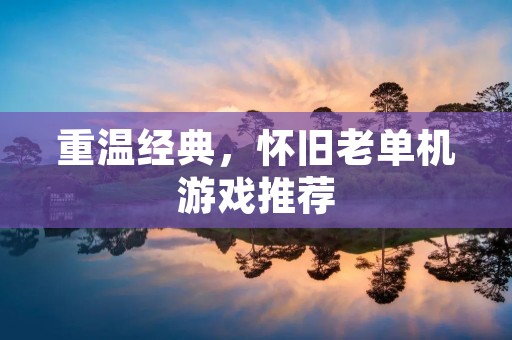 重温经典,怀旧老单机游戏推荐