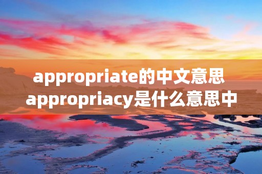 appropriate的中文意思 appropriacy是什么意思中文翻译