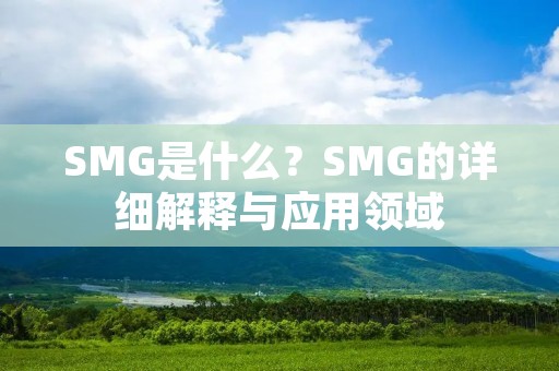 SMG是什么?SMG的详细解释与应用领域 SMG是什么?SMG的详细解释与应用领域