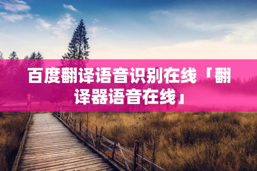 百度翻译语音识别在线「翻译器语音在线」