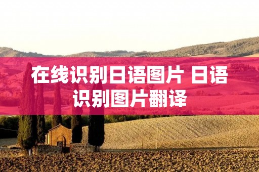 在线识别日语图片 日语识别图片翻译