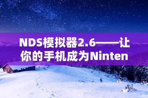 NDS模拟器2.6——让你的手机成为Nintendo DS游戏机！