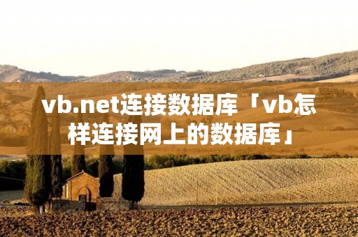 vb.net连接数据库「vb怎样连接网上的数据库」 vb.net连接数据库「vb怎样连接网上的数据库」