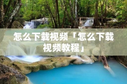 怎么下载视频「怎么下载视频教程」