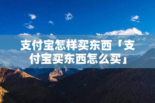 支付宝怎样买东西「支付宝买东西怎么买」
