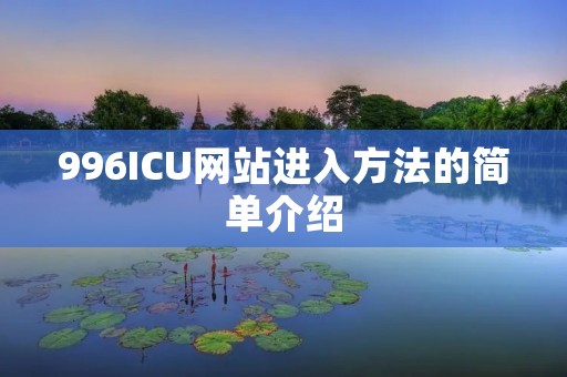 996ICU网站进入方法的简单介绍
