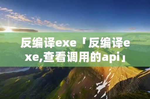 反编译exe「反编译exe,查看调用的api」