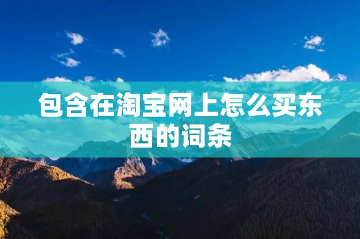包含在淘宝网上怎么买东西的词条