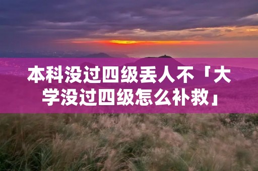 本科没过四级丢人不「大学没过四级怎么补救」