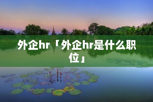 外企hr「外企hr是什么职位」