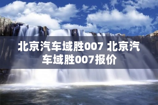 北京汽车域胜007 北京汽车域胜007报价