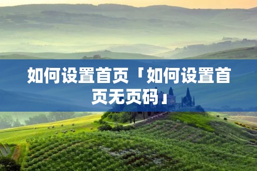 如何设置首页「如何设置首页无页码」 如何设置首页「如何设置首页无页码」