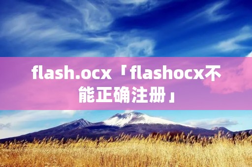 flash.ocx「flashocx不能正确注册」