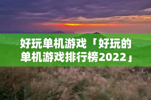 好玩单机游戏「好玩的单机游戏排行榜2022」 好玩单机游戏「好玩的单机游戏排行榜2022」