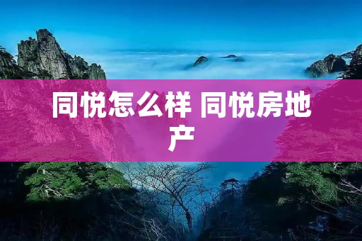 同悦怎么样 同悦房地产