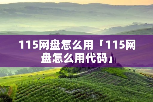 115网盘怎么用「115网盘怎么用代码」 115网盘怎么用「115网盘怎么用代码」