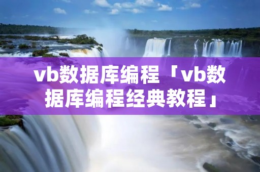 vb数据库编程「vb数据库编程经典教程」