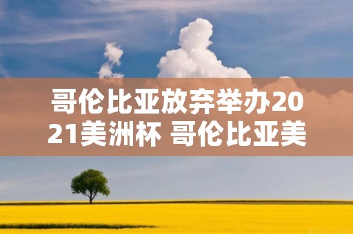哥伦比亚放弃举办2021美洲杯 哥伦比亚美洲杯大名单公布