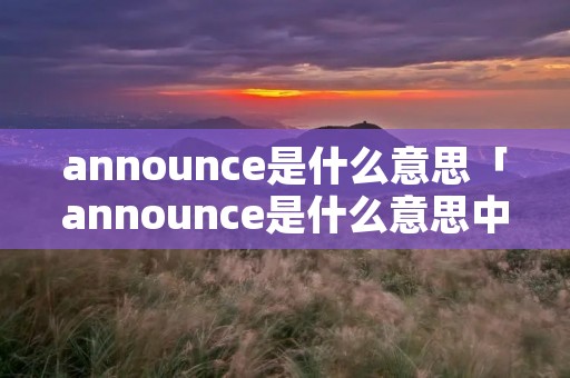 announce是什么意思「announce是什么意思中文翻译」