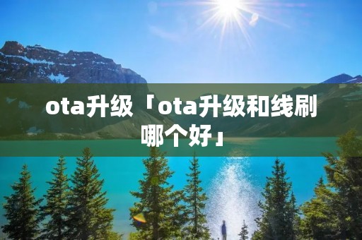 ota升级「ota升级和线刷哪个好」