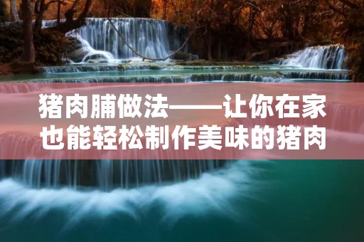 猪肉脯做法——让你在家也能轻松制作美味的猪肉脯