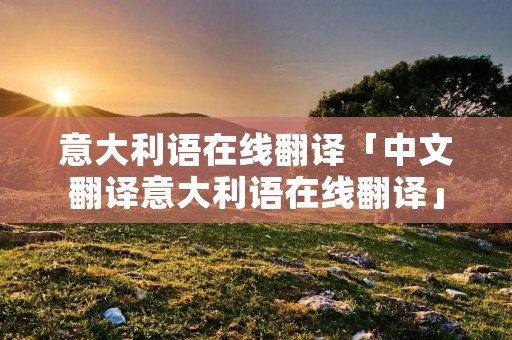 意大利语在线翻译「中文翻译意大利语在线翻译」