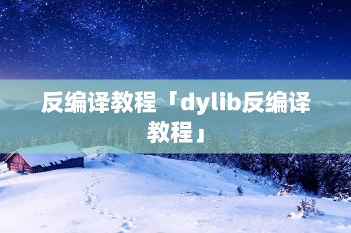 反编译教程「dylib反编译教程」